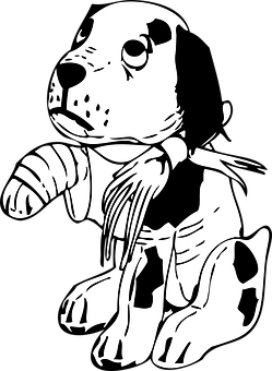 Ilustrasyon ng Nasugatang Tuta Wallpaper