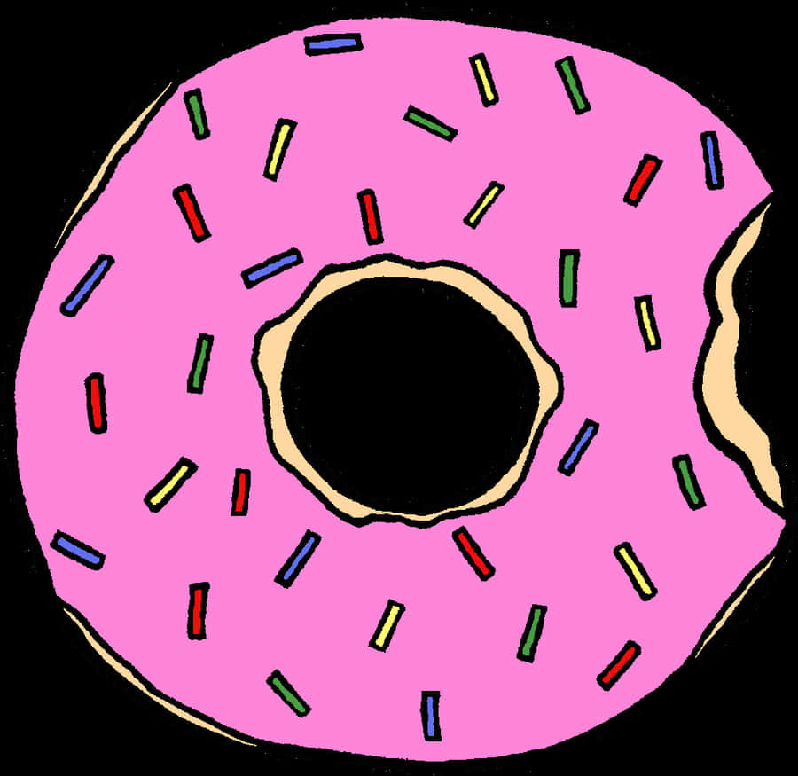Ilustrasyon ng Pink na Donut na May Sprinkles Wallpaper