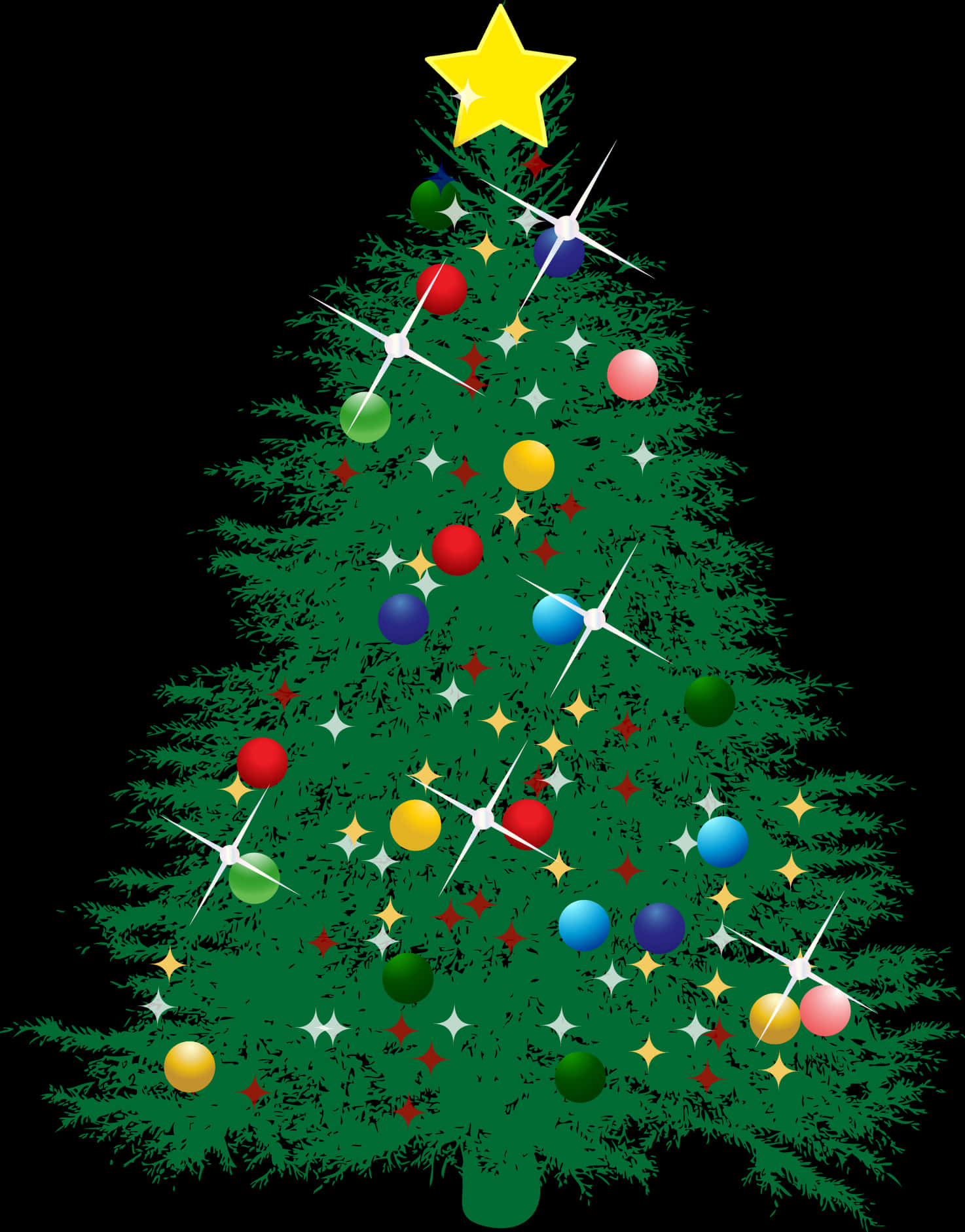 Ilustrasyon ng Puno ng Pasko na Dekorado Wallpaper