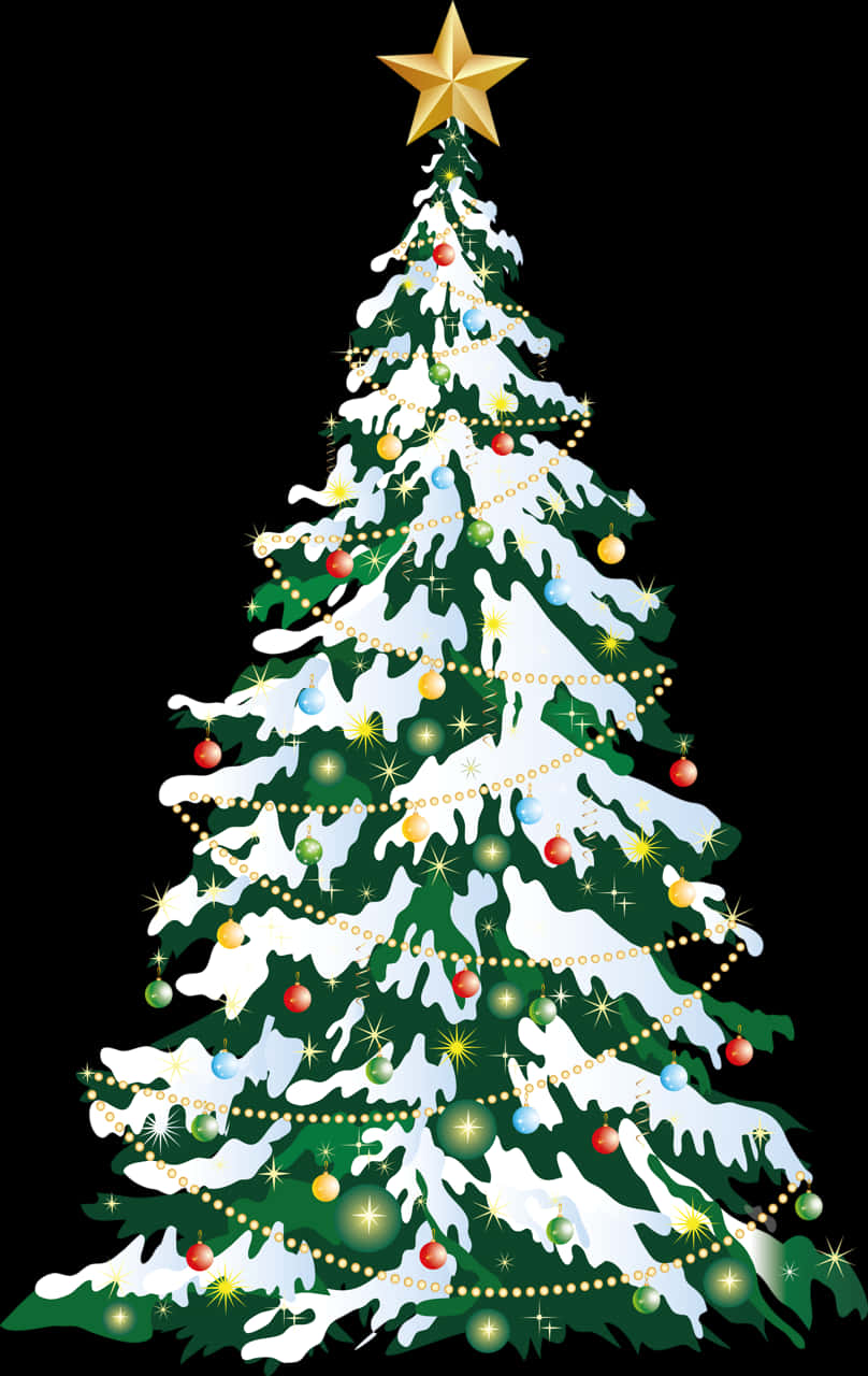 Ilustrasyon ng Puno ng Pasko na Pinalamutihan Wallpaper