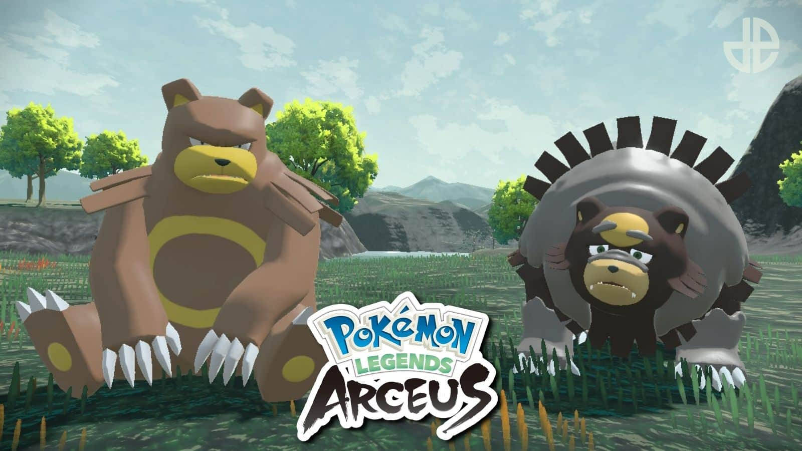 Ilustrasyon ng Ursaring at Ursaluna mula sa Pokemon Legends: Arceus. Wallpaper