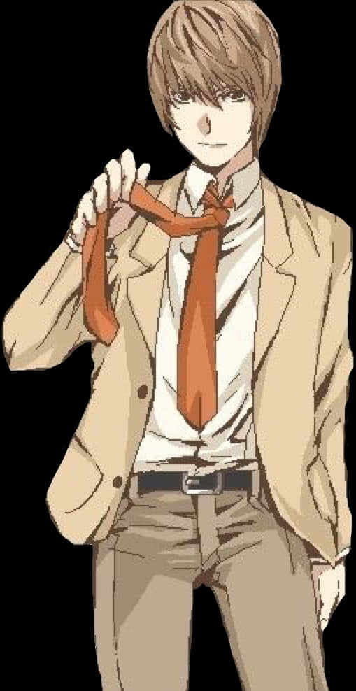 Ilustrasyon ni Light Yagami na May Hawak na Kurbata Wallpaper