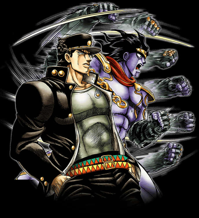 Ilustrasyon nina Jotaro at Stand Wallpaper