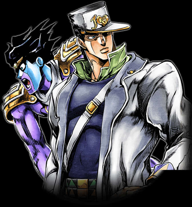 Ilustrasyon nina Jotaro at Star Platinum Wallpaper