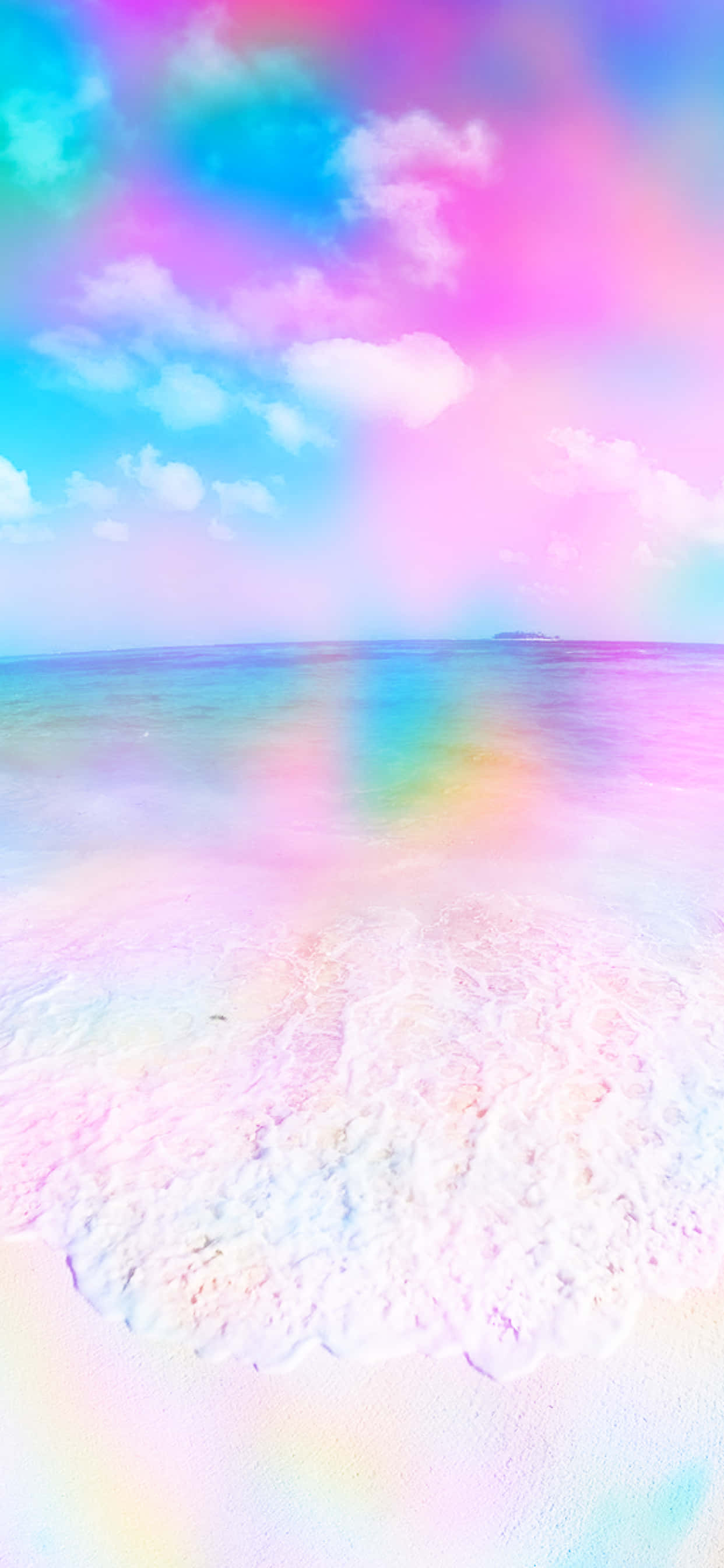 Imahe Isang white rainbow na kumikurba sa isang secluded landscape Wallpaper