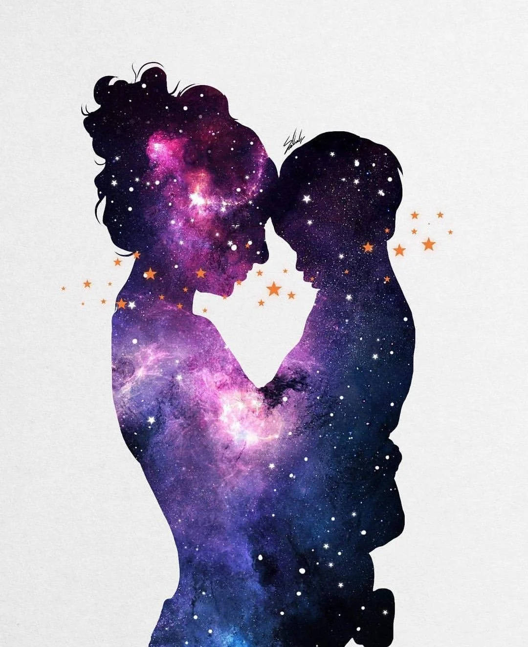 Ina at Anak na Galaxy Graphic Wallpaper