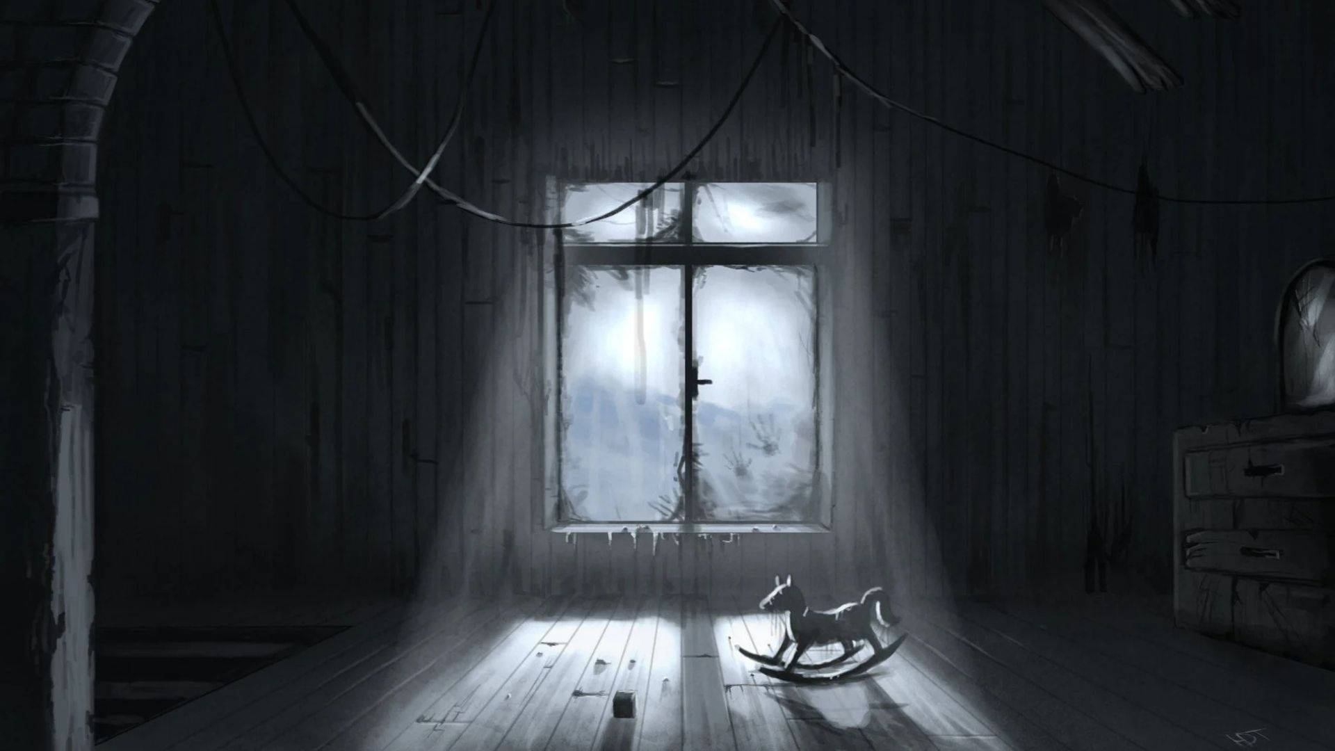 Inabandonang Anime Room Wallpaper