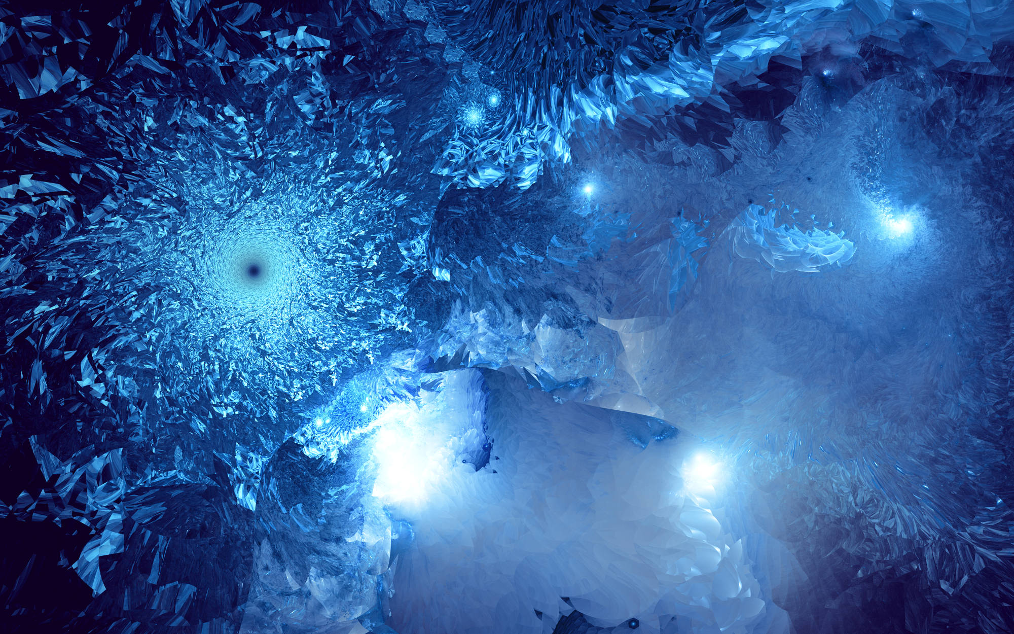Indigo Frost - Isang Surreal na Malamig na Kristal na Fractal Wallpaper