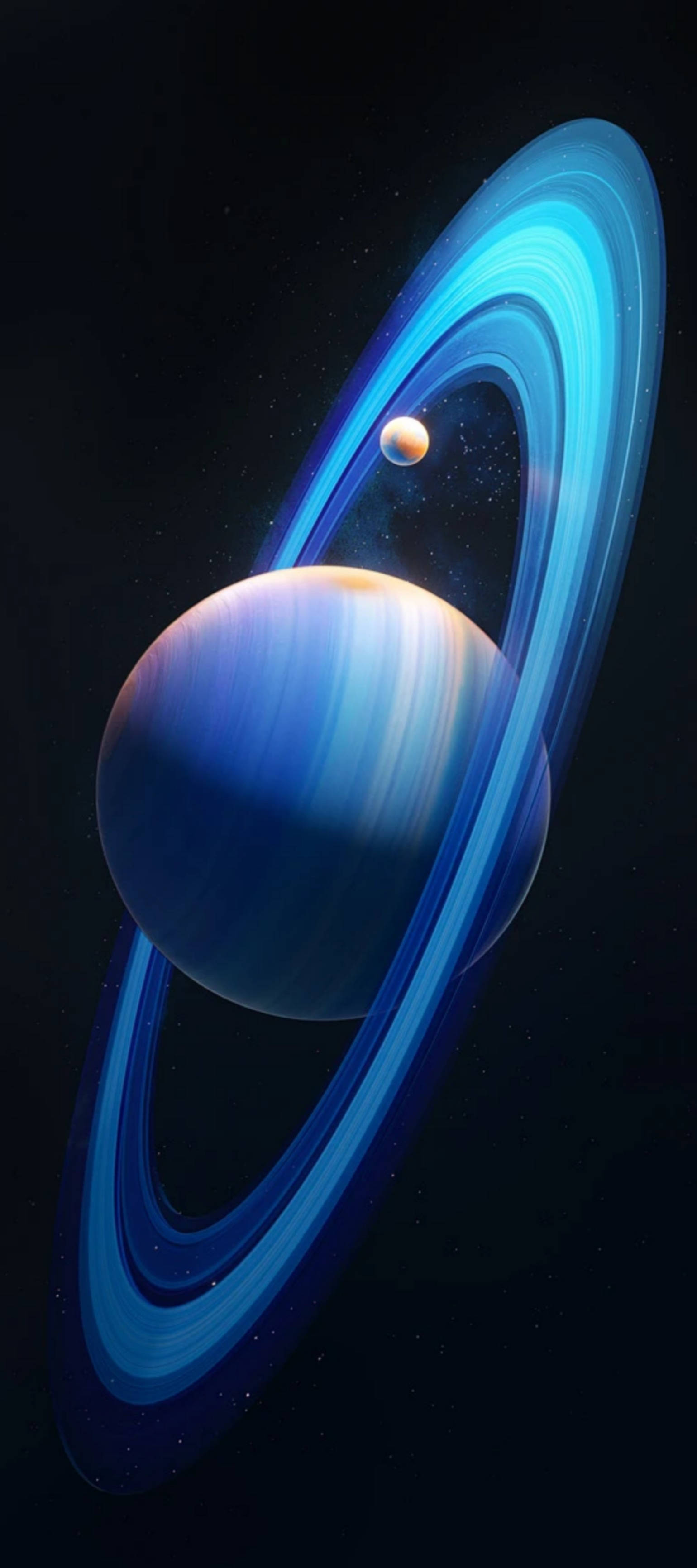 Infinix Zero sa Natatanging Ultra Blue na Disenyo Laban sa Background ng Planetang Saturn Wallpaper