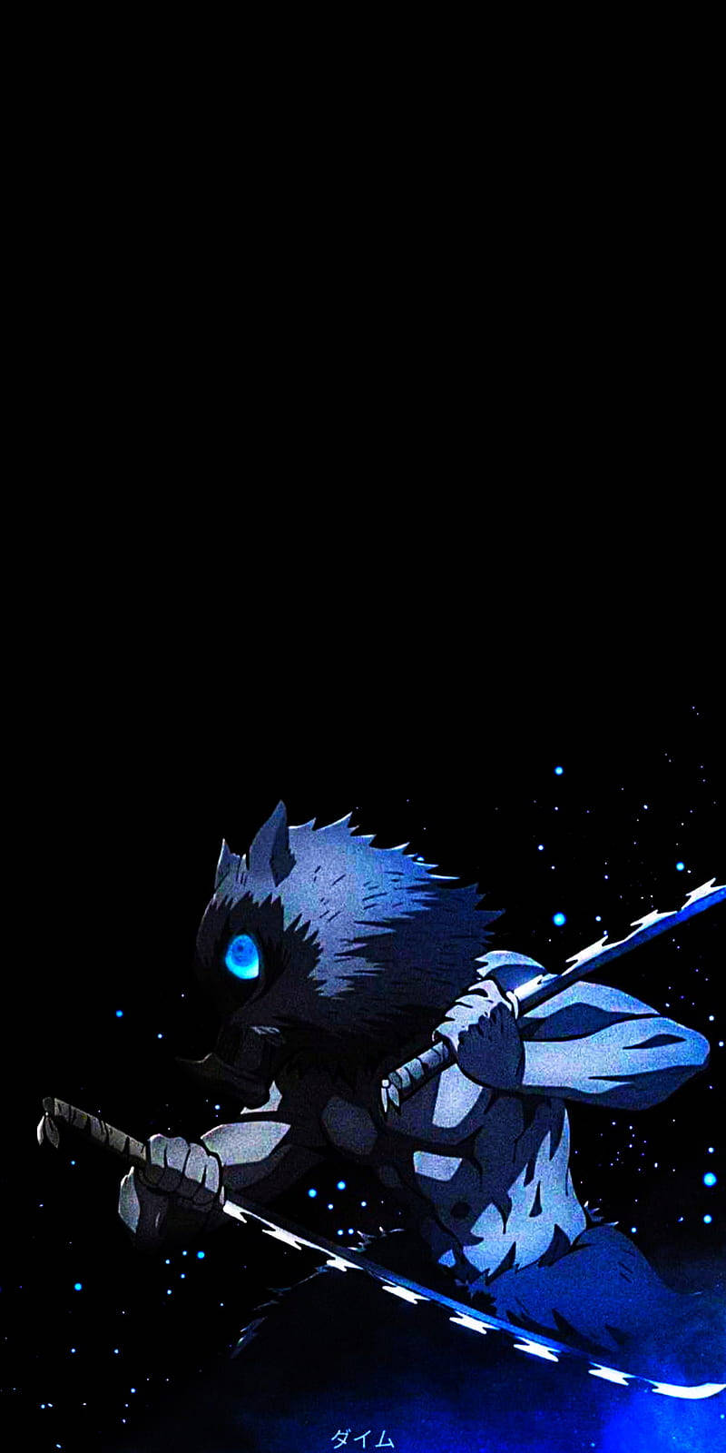 Inosuke na Asul na Mata Demon Slayer iPhone Wallpaper