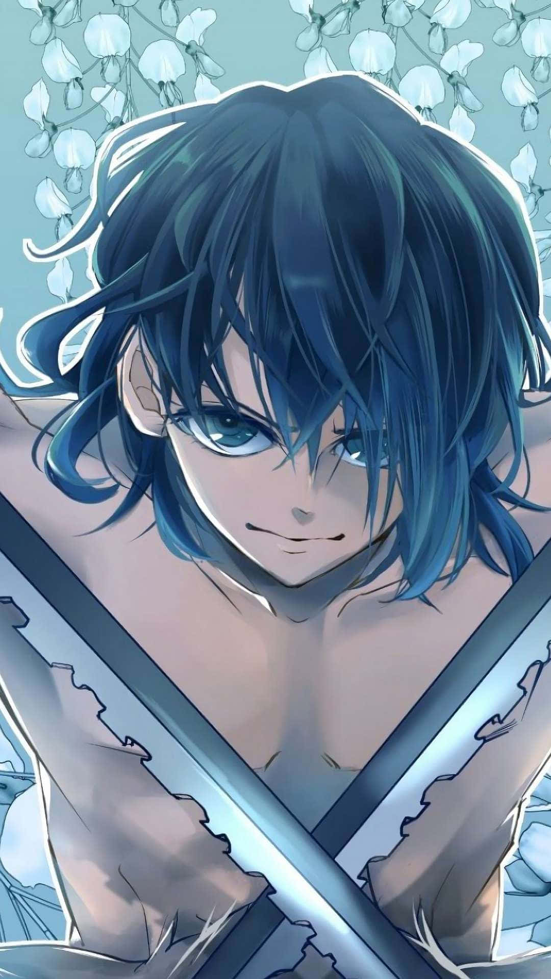Inosuke na Walang Mask na Naka-Krus na mga Talim Wallpaper
