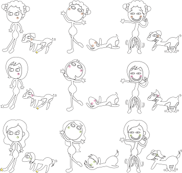 Interaksyon ng Stick Figure na Babae at Aso Wallpaper