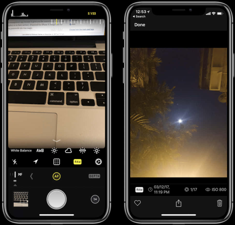 Interface ng Kamera ng iPhone12 para sa Night Photography Wallpaper