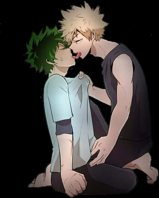 Intimate na Sandali ng mga Karakter Anime Wallpaper