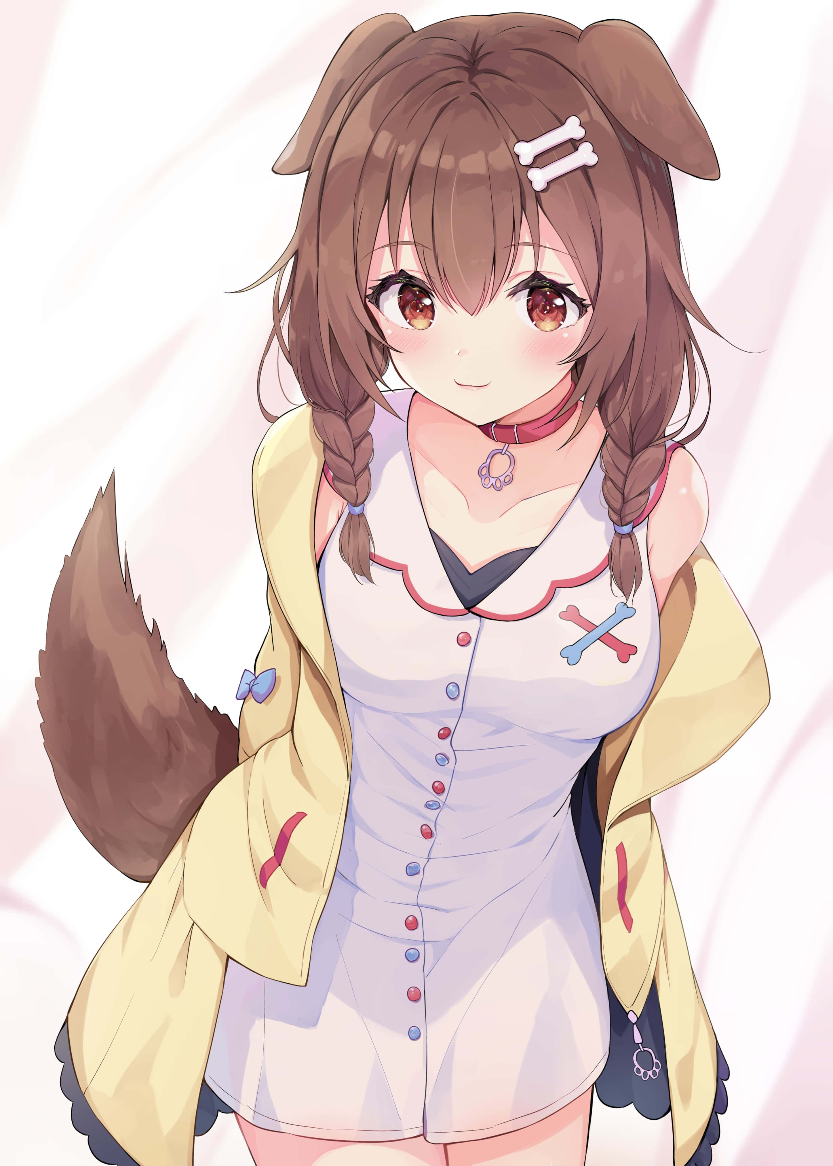 Inugami Korone Nagtatago ng Kanyang mga Kamay Wallpaper