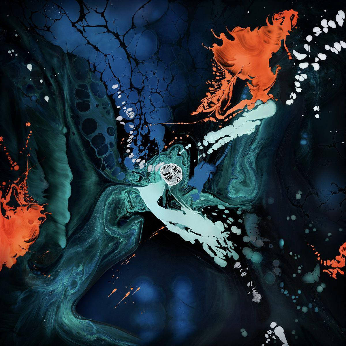 iPad Pro Asul at Kahel na Abstrak na Pintura Wallpaper