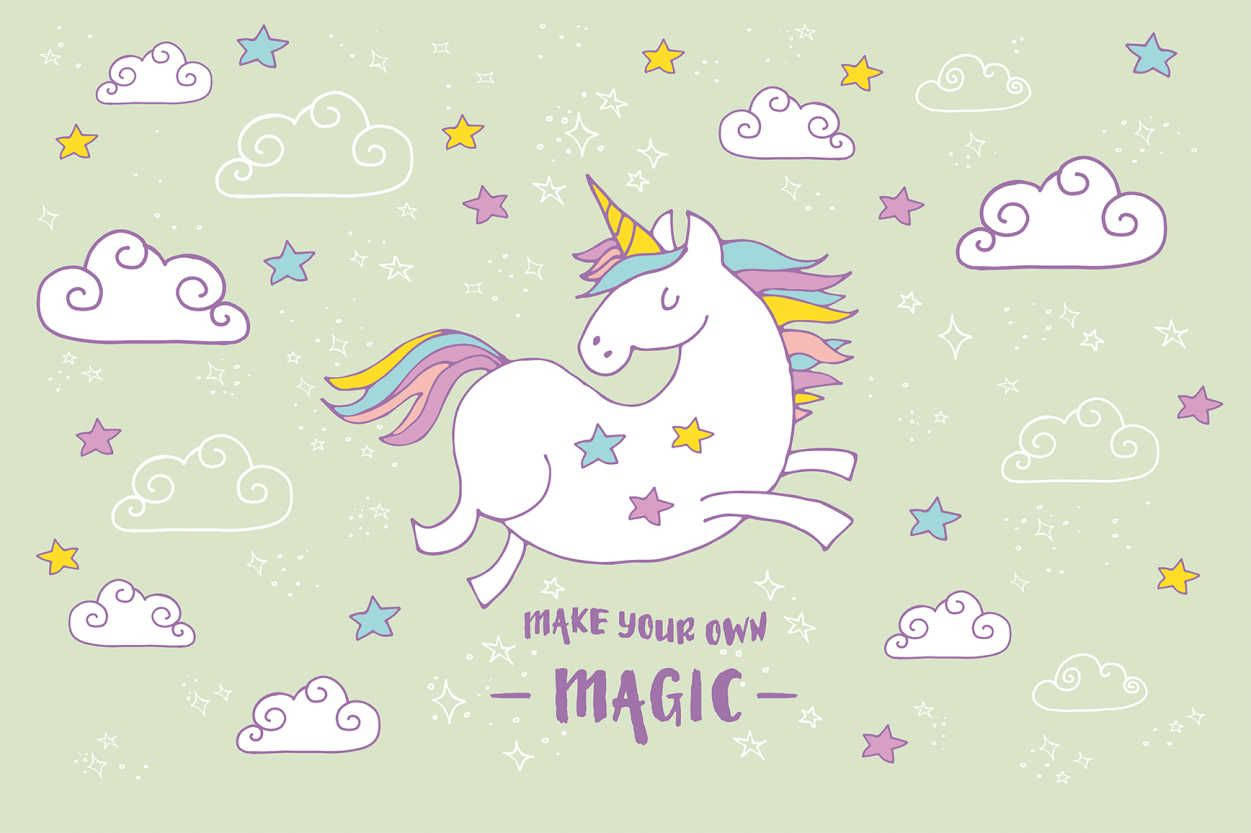 Ipagdiwang ang Iyong Mahika gamit ang Masaya at Makulay na Unicorn na Ito! Wallpaper