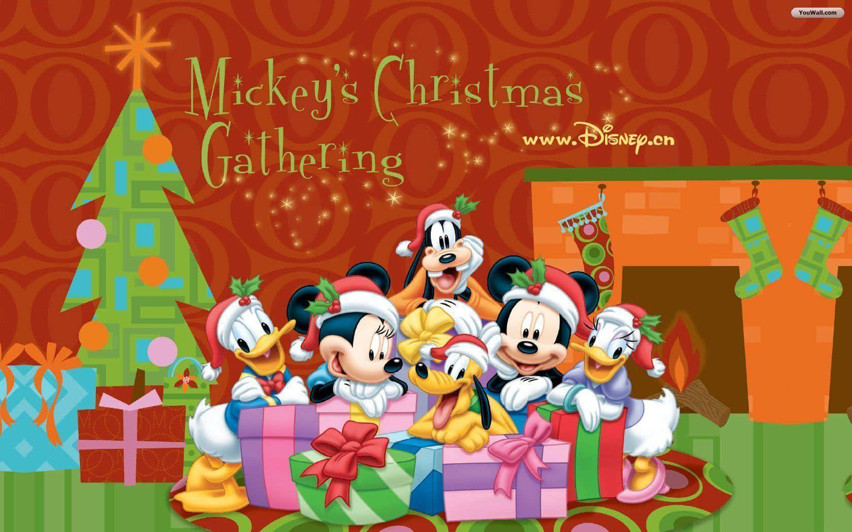 Ipagdiwang ang Pasko kasama ang iyong mga paboritong karakter ng Disney! Wallpaper