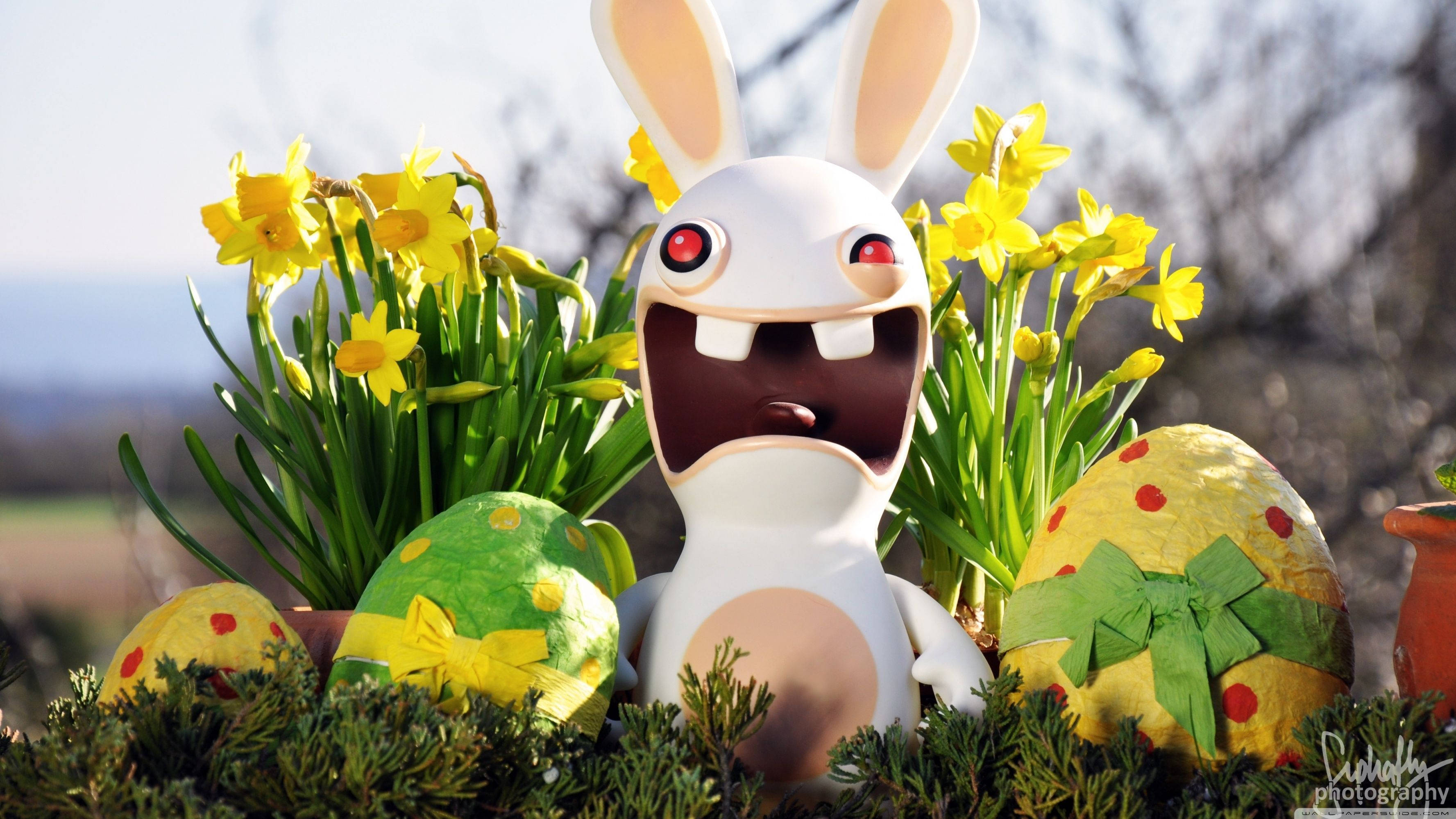 Ipagdiwang ang Pasko ng Pagkabuhay gamit ang mga Makukulay na Itlog ng Rayman Rabbid Wallpaper