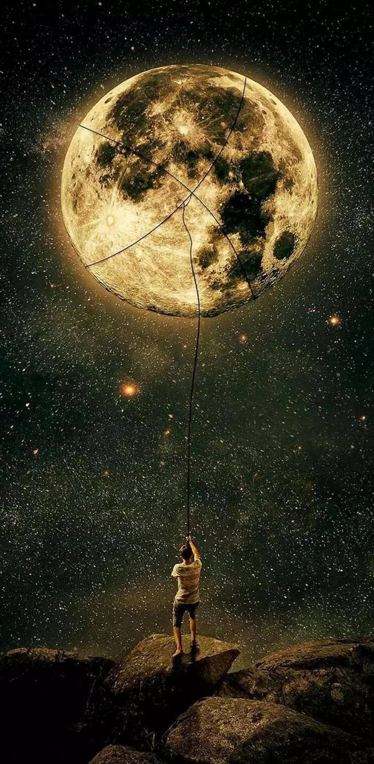 iPhone 12 Pro Sining Pantasya ng Buwan Wallpaper