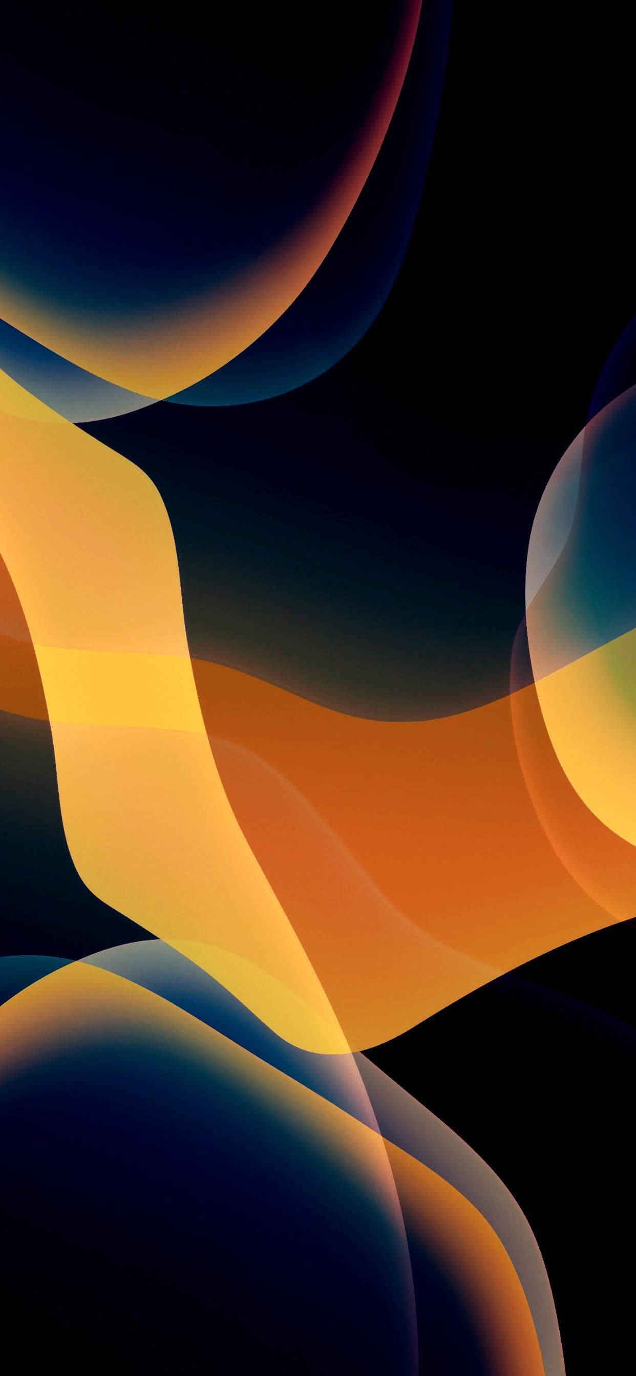 iPhone 13 iOS Dilaw Asul Abstract Wallpaper