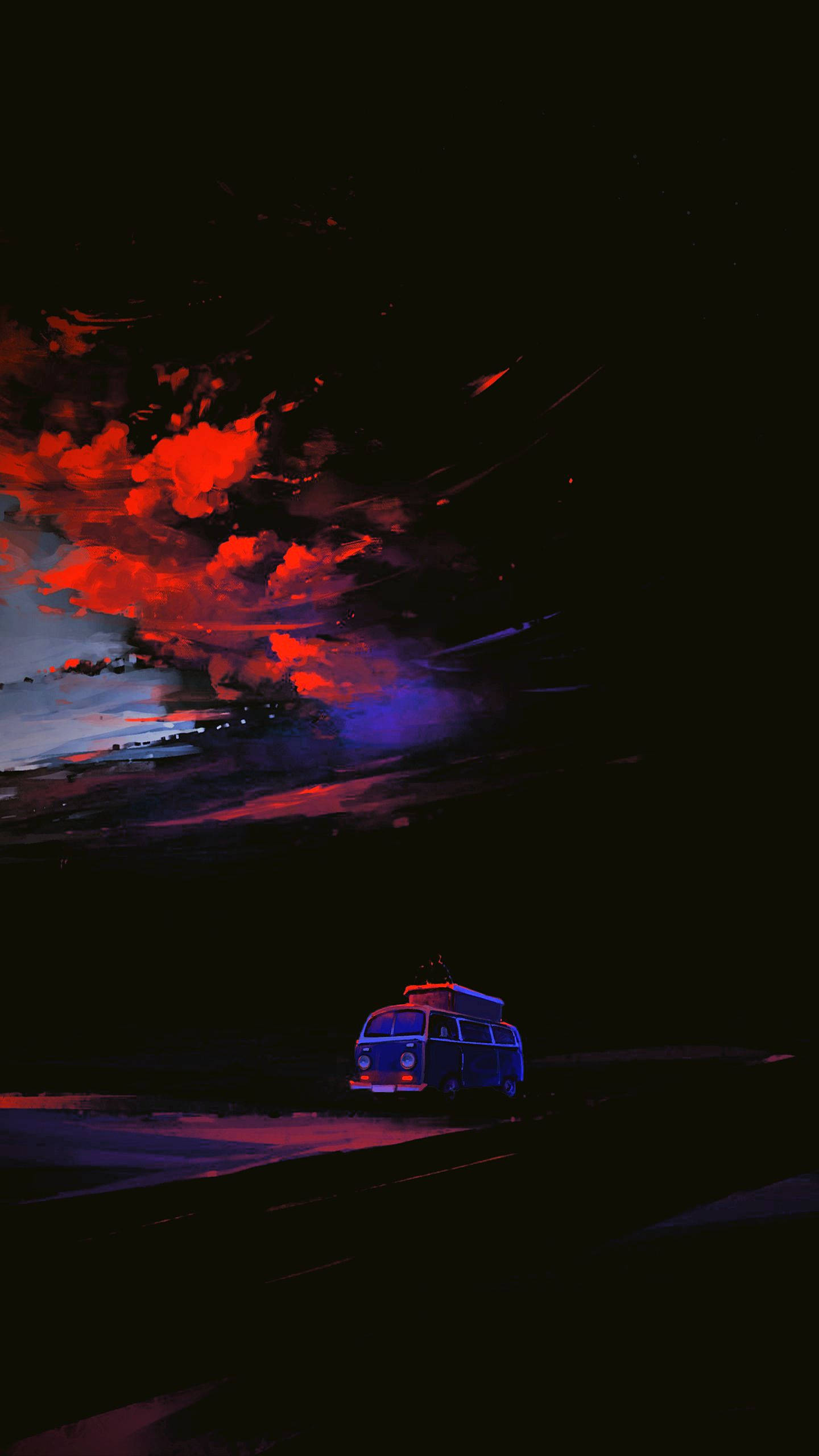 iPhone 13 Van On Road Wallpaper