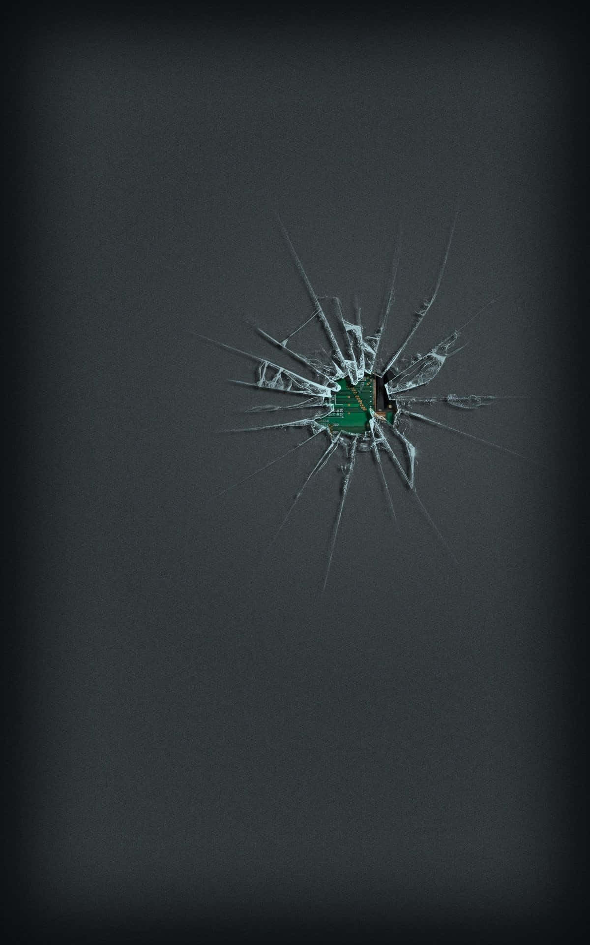 iPhone Cracked Screen Hole na Nagpapakita ng Loob Wallpaper