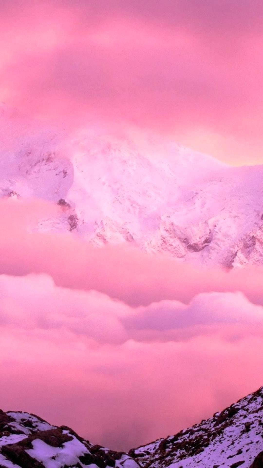 iPhone Pink Aesthetic na Niyebeng Bundok Wallpaper