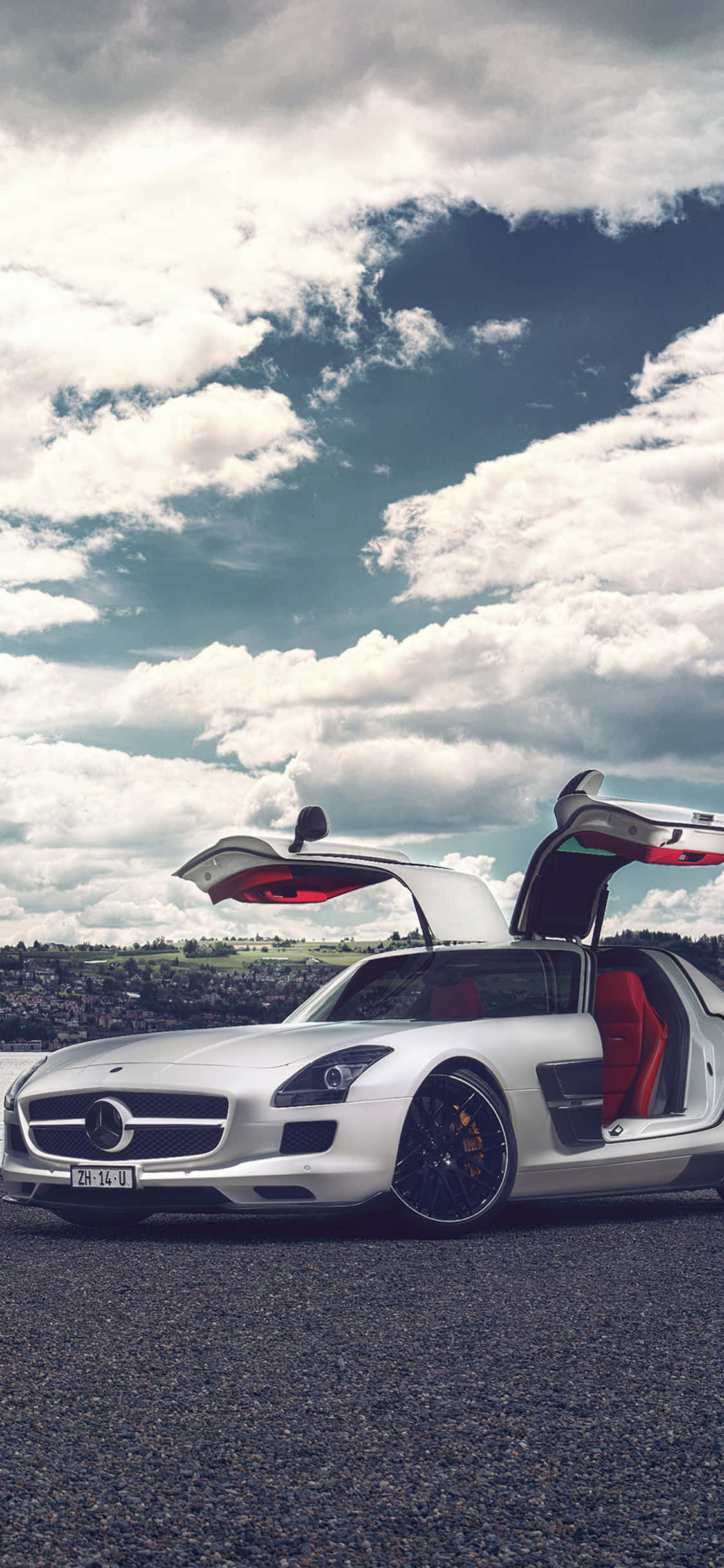 iPhone X Amg Gt-r Background Opened Door SLS AMG Wallpaper
