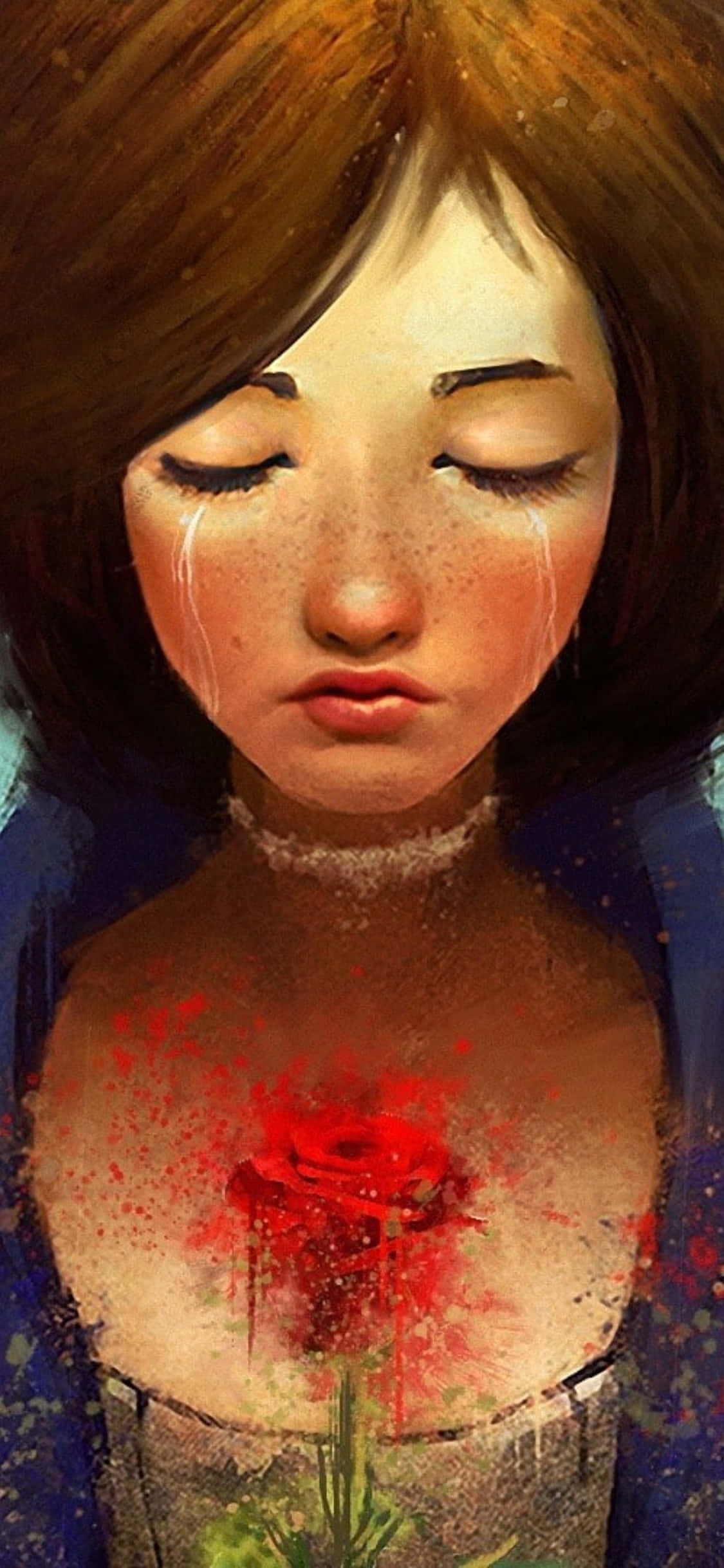 iPhone X Bioshock Infinite Background Fanart Drawing Elizabeth Crying Wallpaper