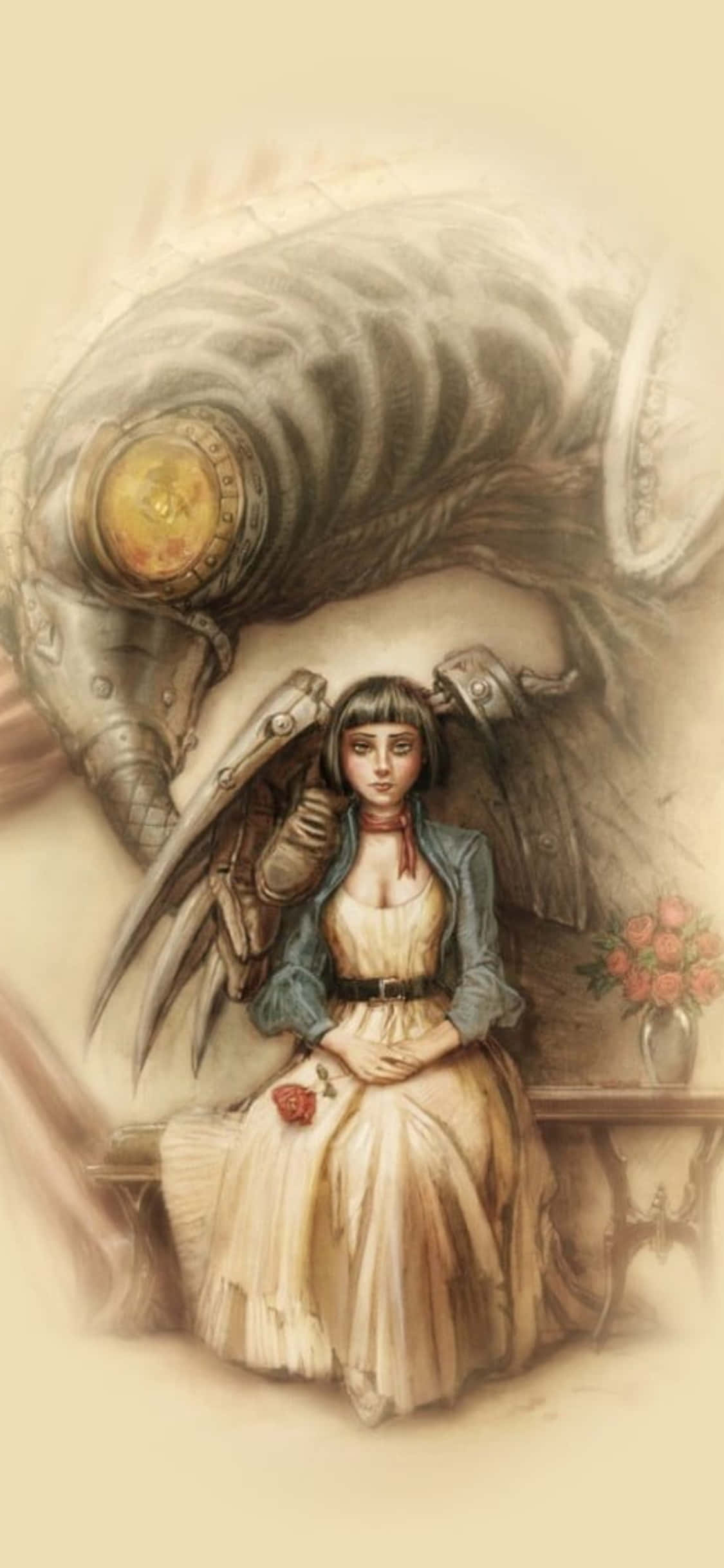 iPhone X Bioshock Infinite Background Fanart Drawing ng Songbird Wallpaper
