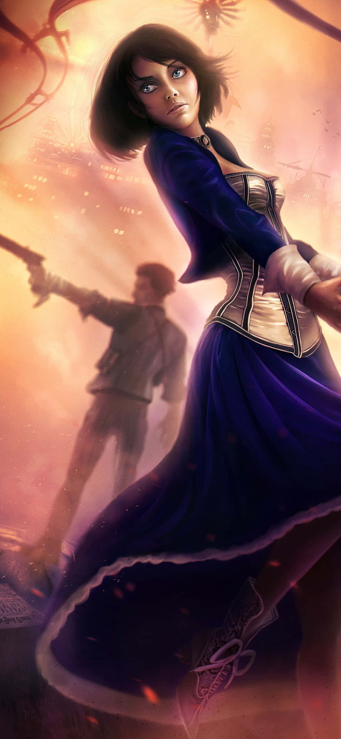 iPhone X Bioshock Infinite Background Fanart Painting Booker at Elizabeth Wallpaper