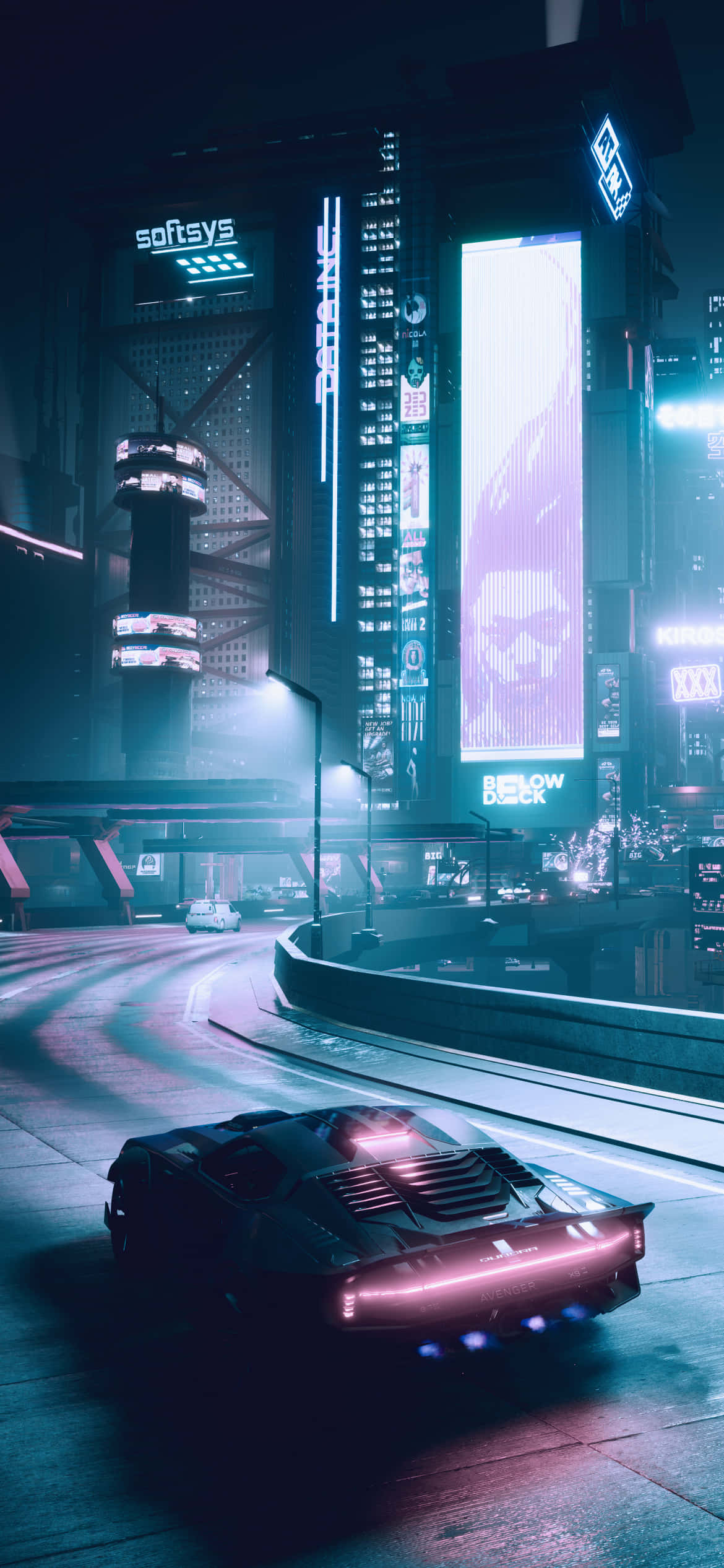 iPhone X Cyberpunk 2077 Background Car Driving Around Wallpaper
