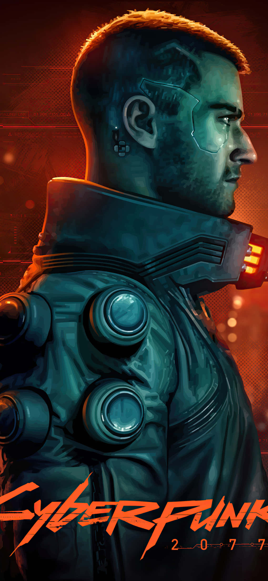 iPhone X Cyberpunk 2077 Likuran Poster Lalaki na Sumusuot ng Jacket Wallpaper
