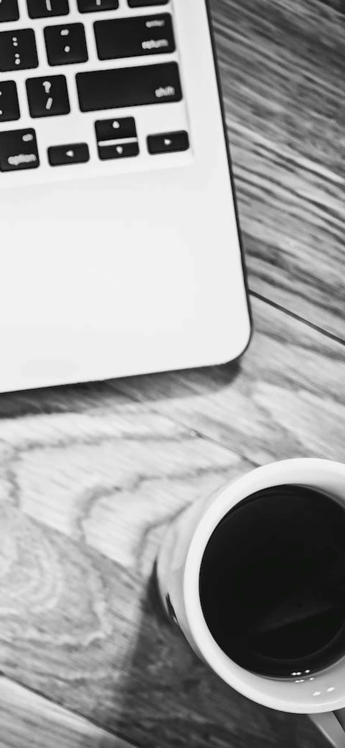 iPhone X Desk Background Black And White Photo Na May Cup Laptop Wallpaper