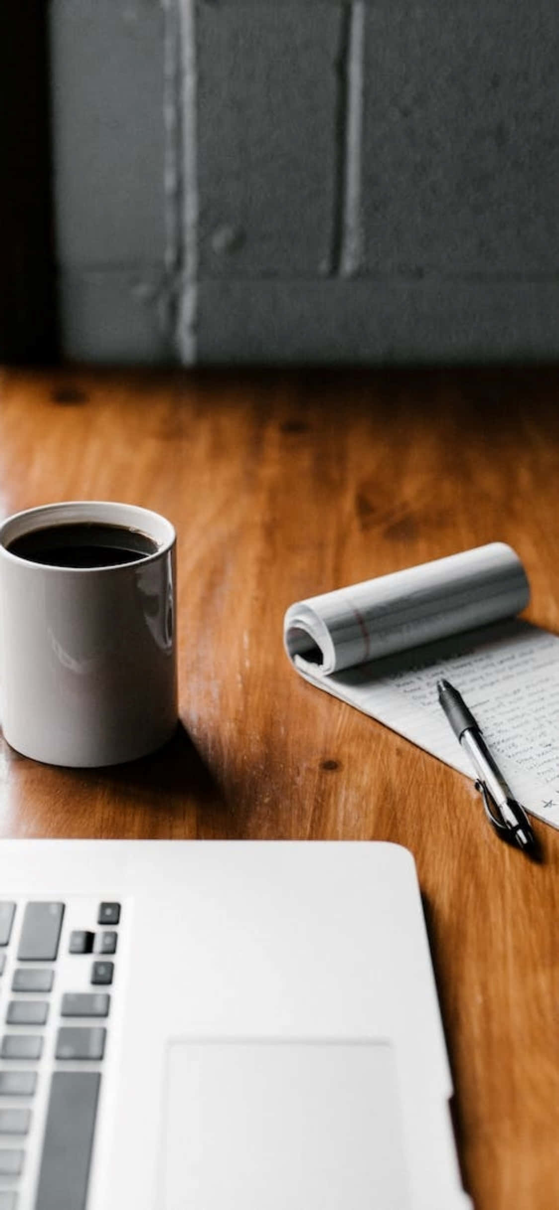 iPhone X Desk Background Coffee Cup Notepad Laptop Wallpaper