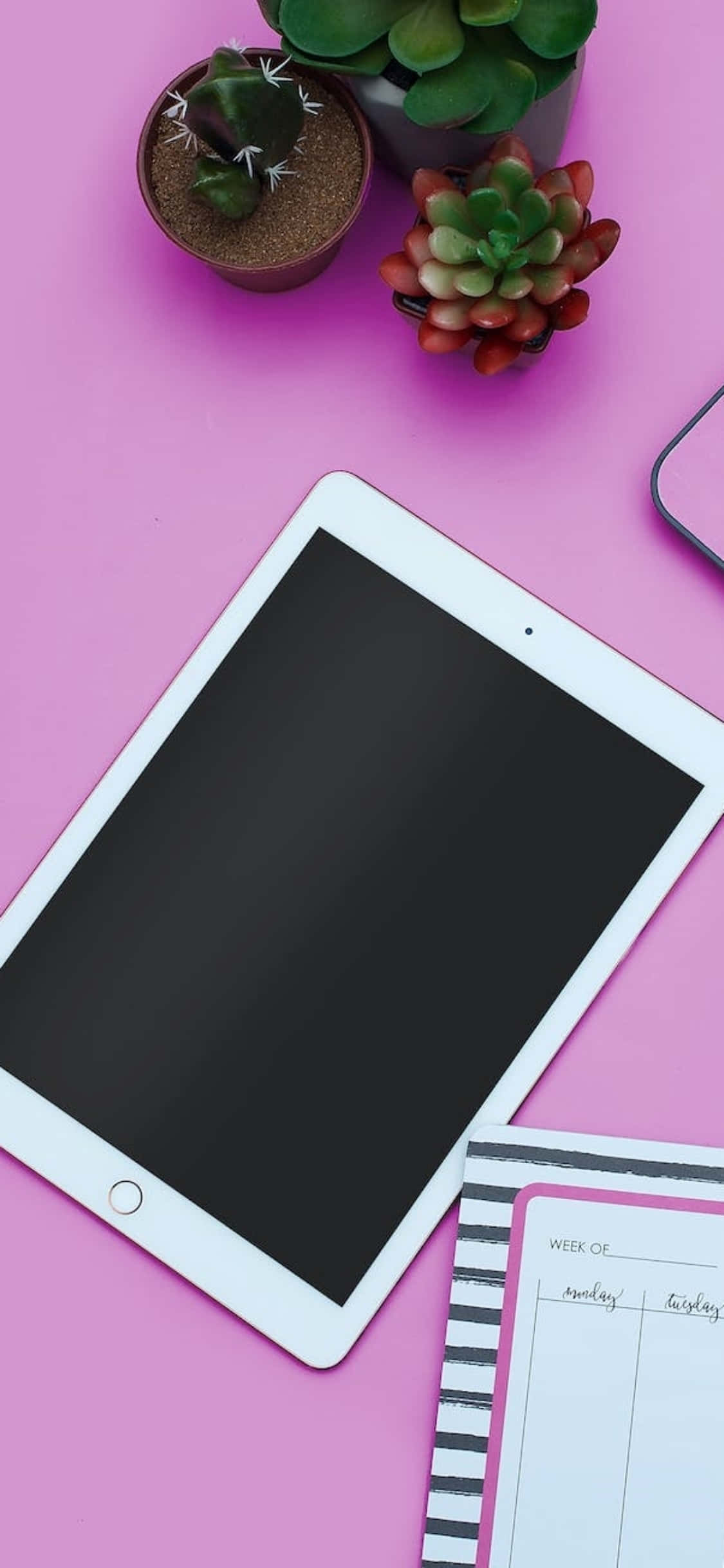 iPhone X Desk Background Pink Desk Na May iPad Wallpaper