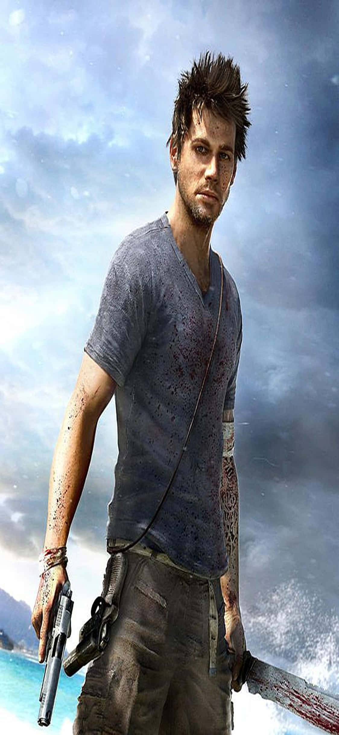 iPhone X Far Cry 3 Jason Brody Machete Background Wallpaper