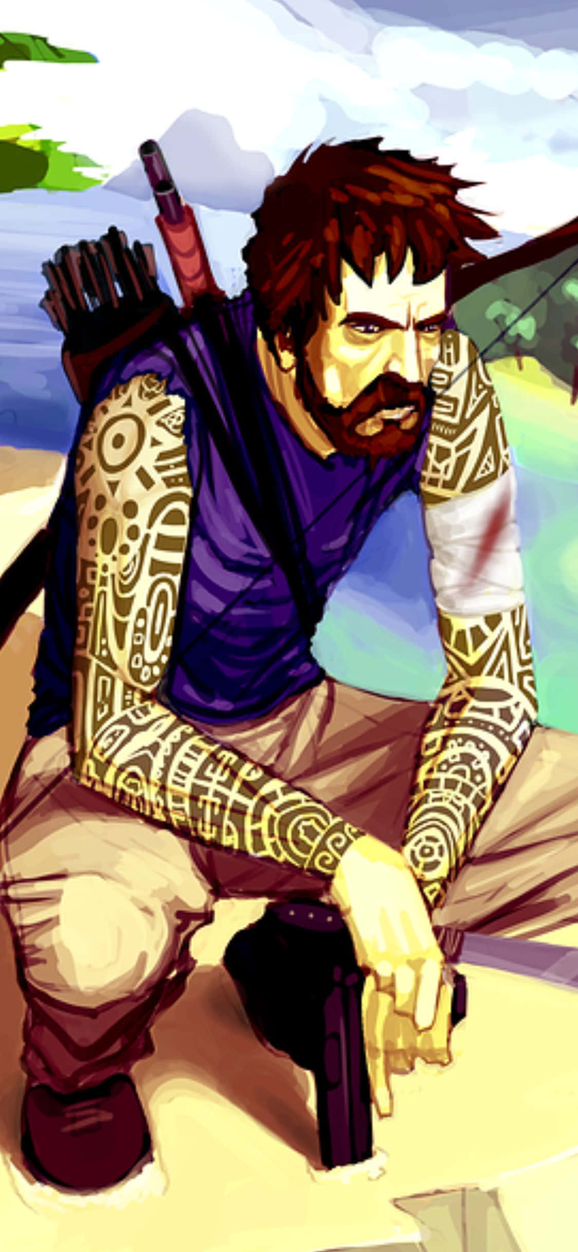 iPhone X Far Cry 3 Jason Brody Beach Background Wallpaper