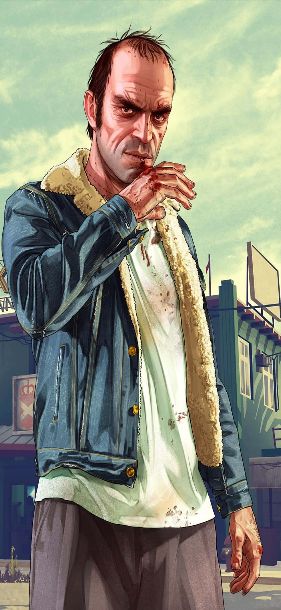 iPhone X Grand Theft Auto V Background Trevor In Denim Wallpaper