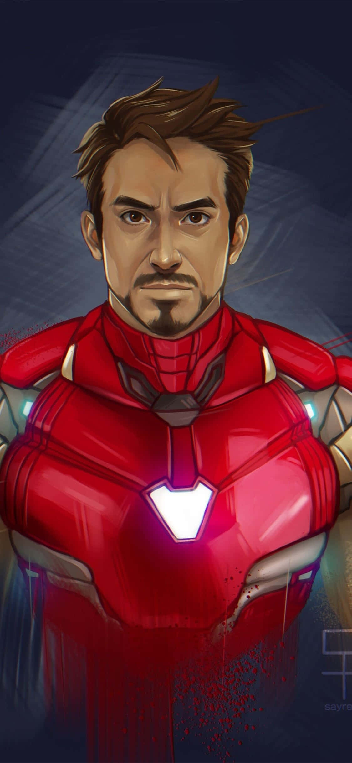 iPhone X Iron Man Background Fanart Painting Of Iron Man Wallpaper