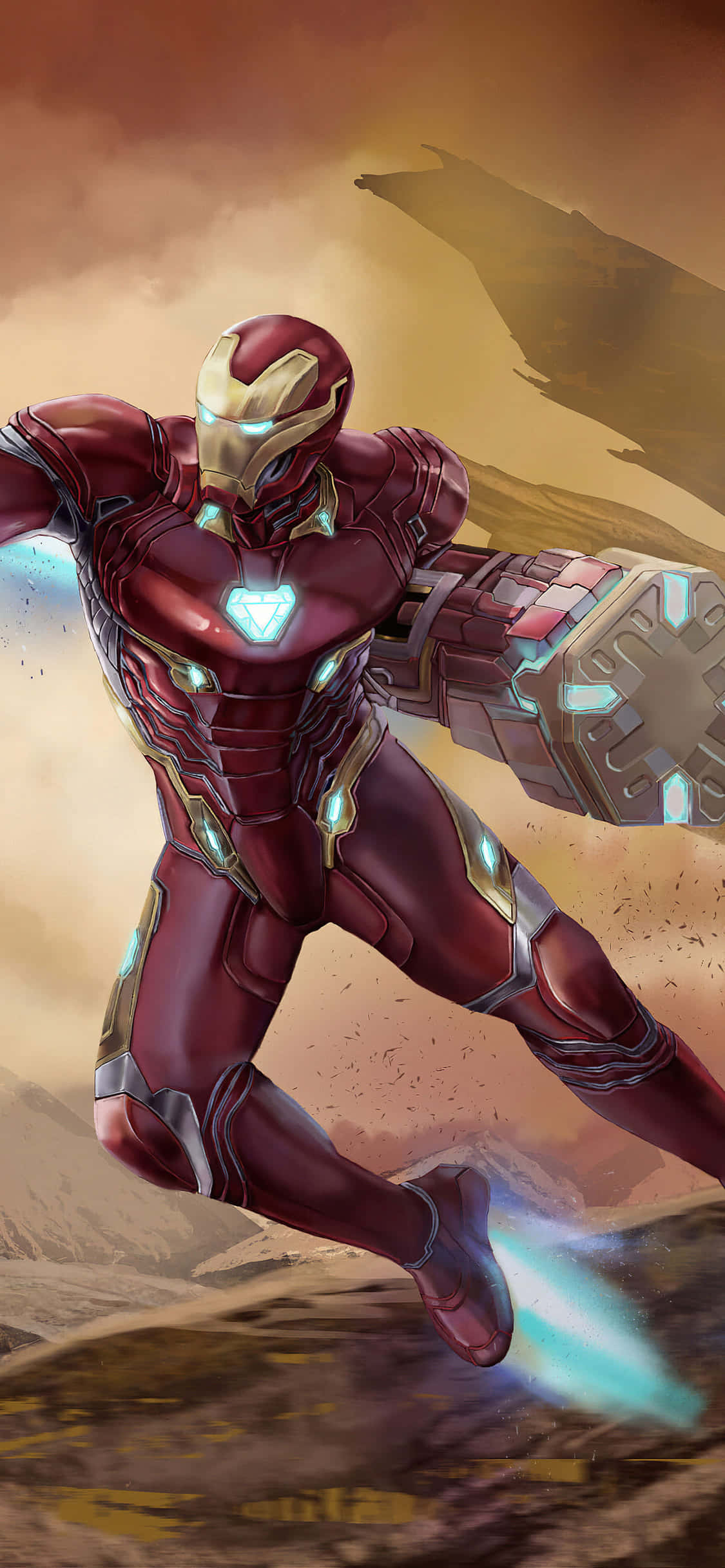 iPhone X Iron Man Background Iron Man With Hammer Arm Wallpaper