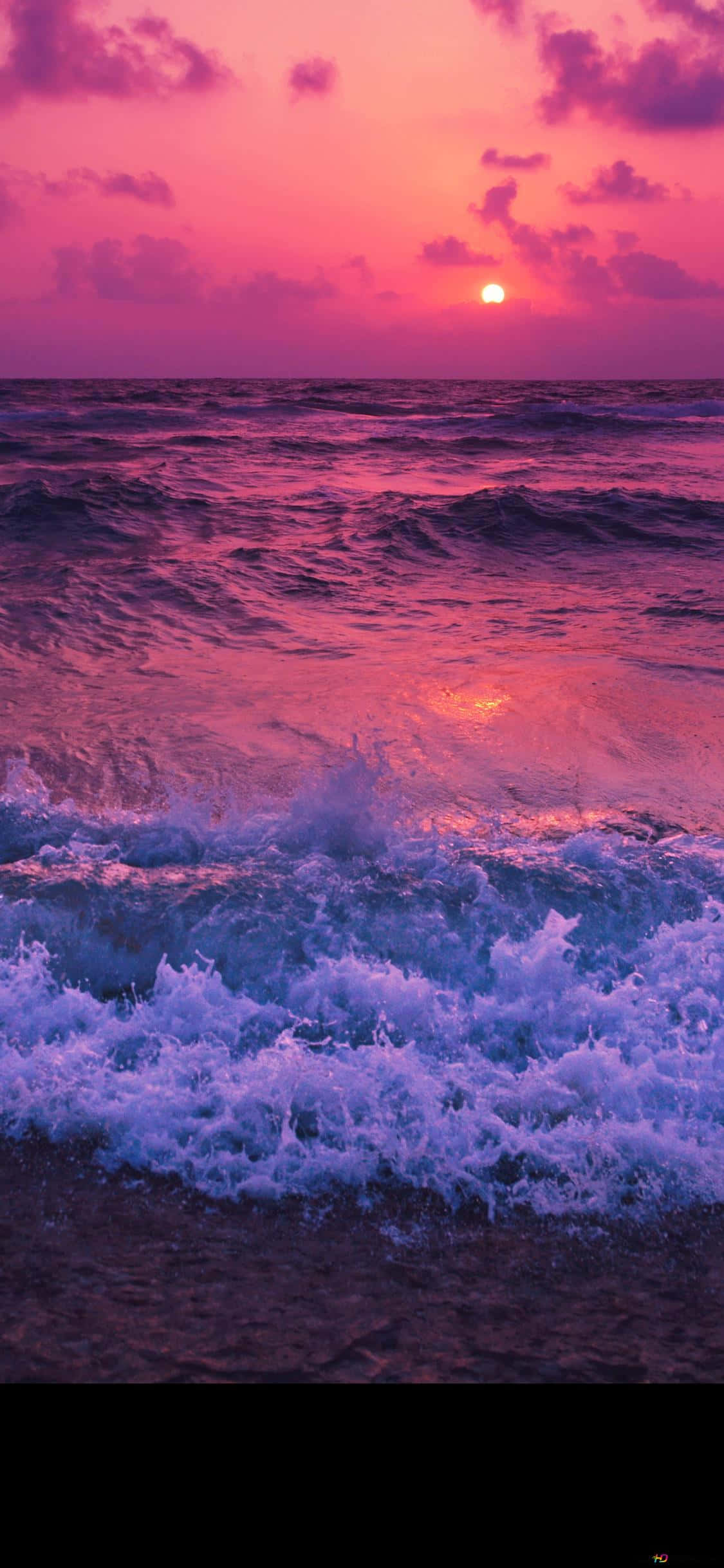 iPhone X Malibu Background Red Sunset & Wave Wallpaper