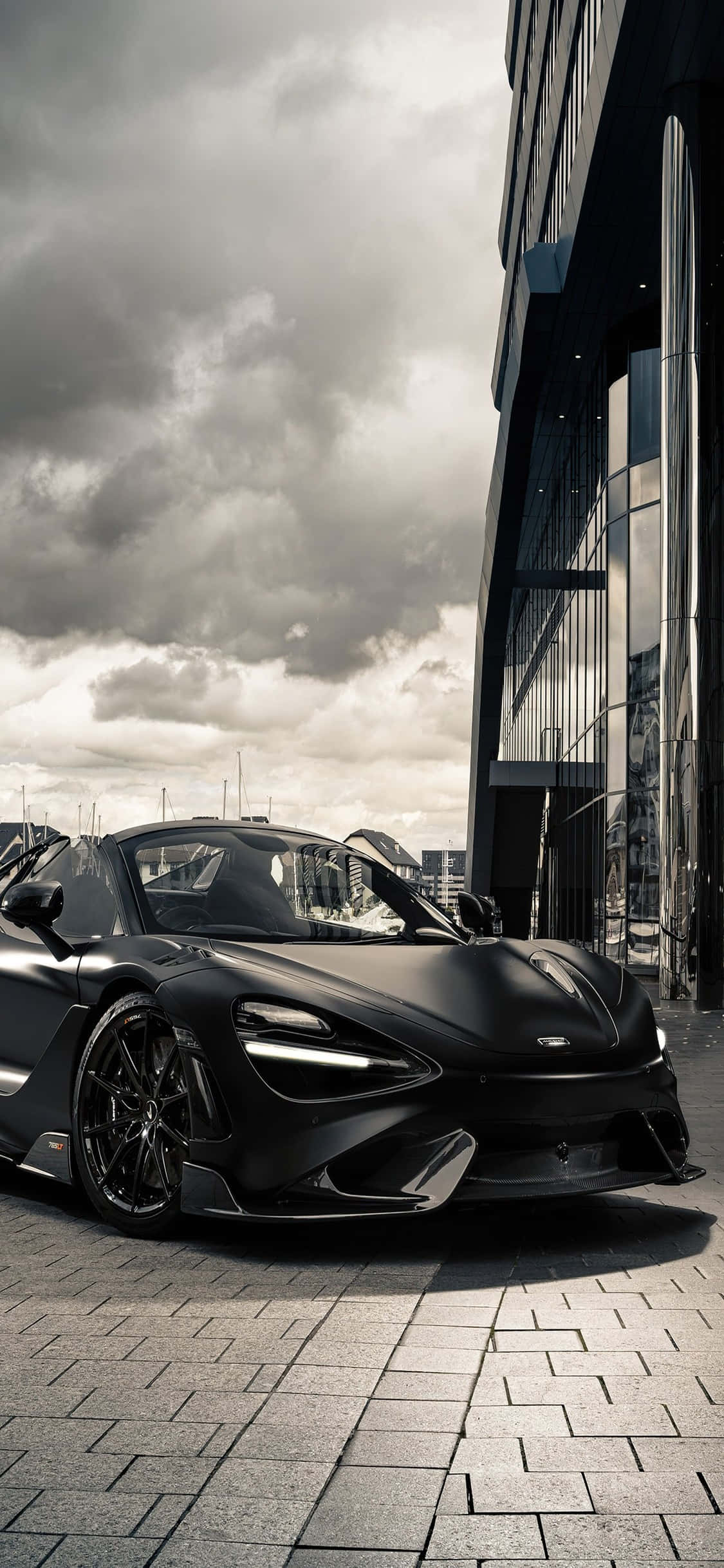 iPhone X Mclaren 720s Black And White Background Wallpaper