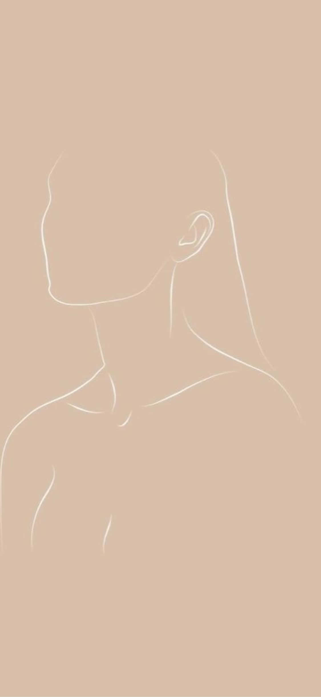 iPhone X Minimal Lady Line Art Background Wallpaper