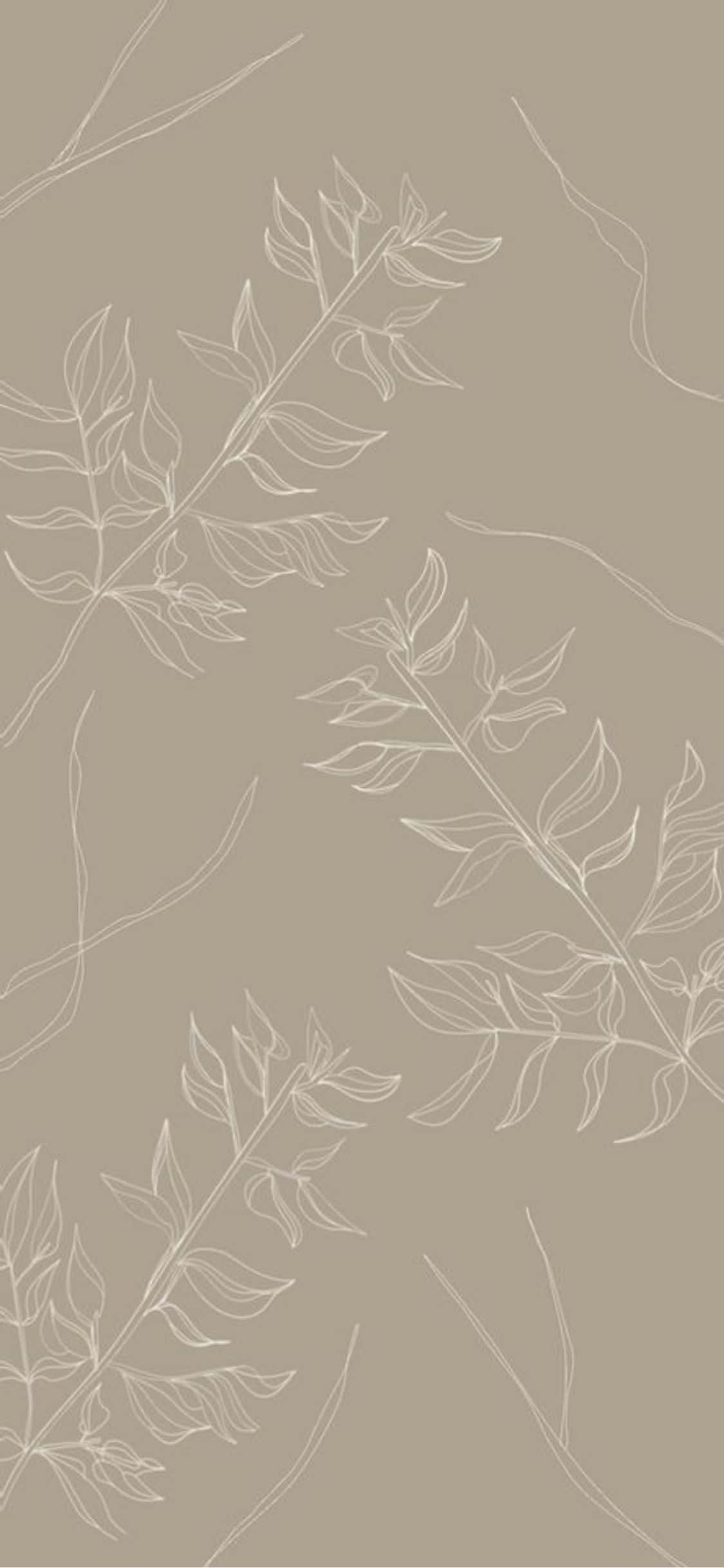 iPhone X Minimal Leaves Line Art Background Wallpaper