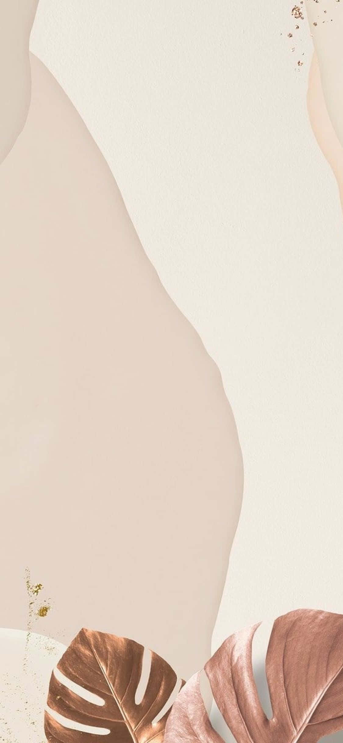 iPhone X Minimal Beige Brown Monstera Background Wallpaper