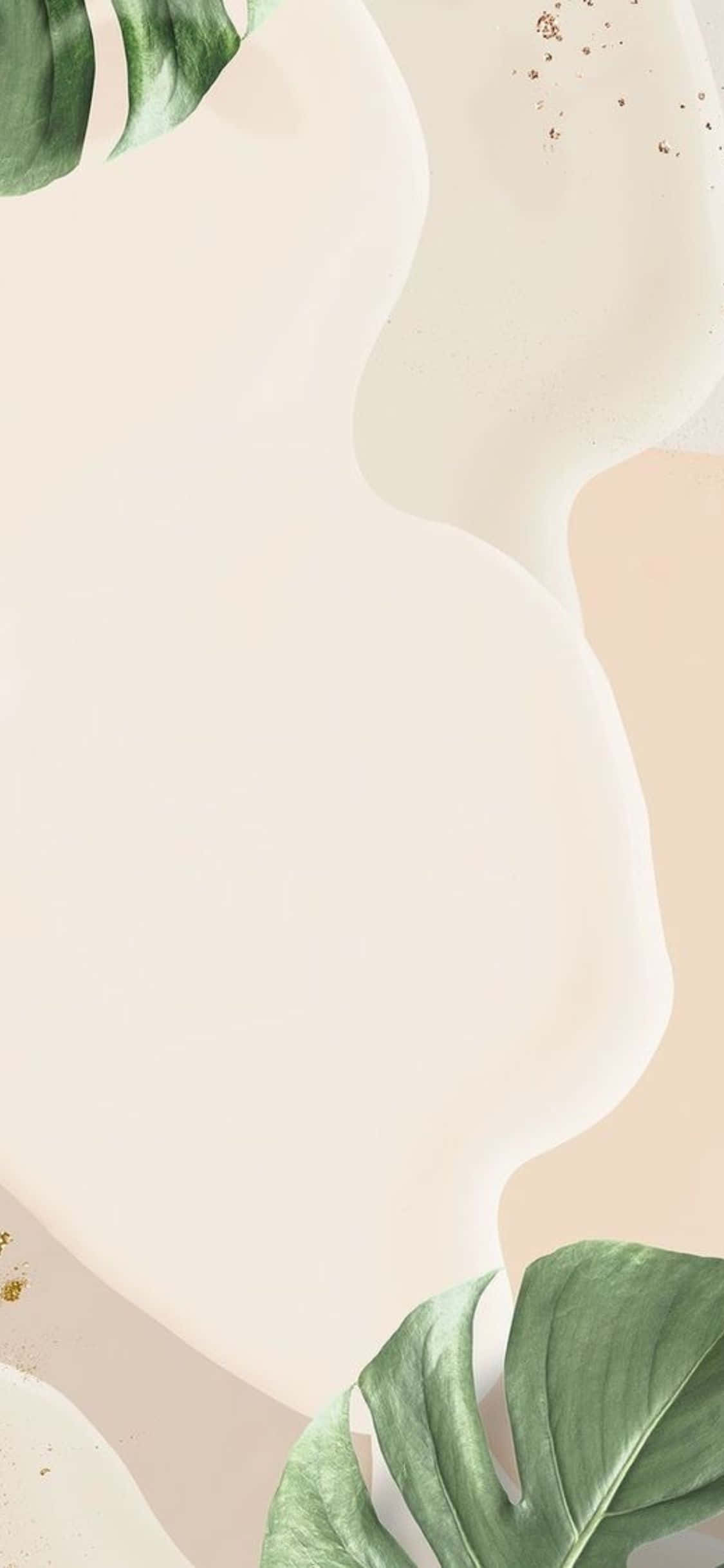 iPhone X Minimal Monstera Leaves Beige Background Wallpaper