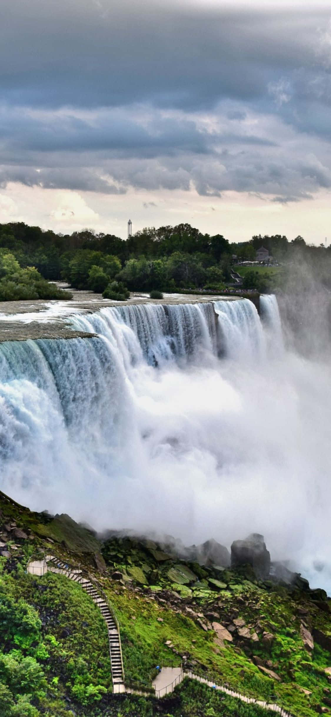 iPhone X Niagara Falls Cloudy Sky Background Wallpaper