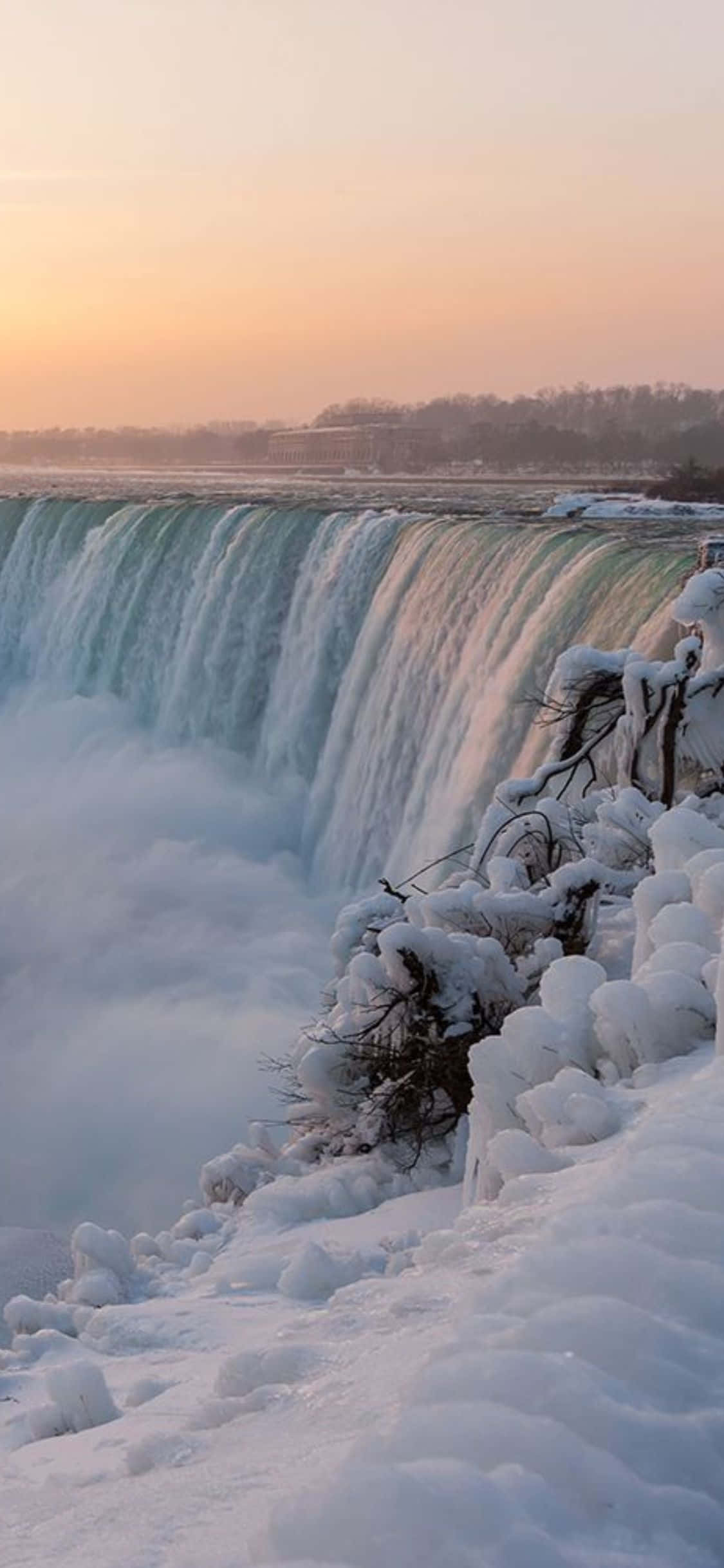 iPhone X Niagara Falls na Niyebe Background Wallpaper